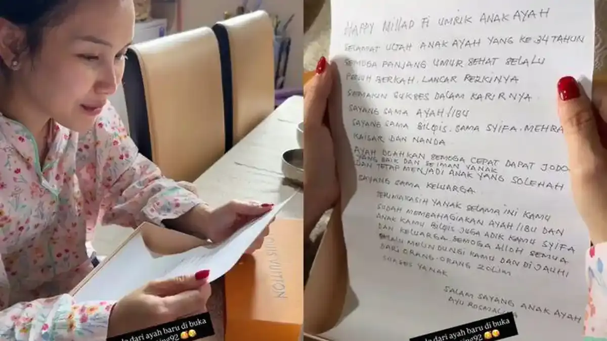 Isi Surat Tulisan Tangan Ayah Ojak untuk Ultah Ayu Ting Ting ke-34: Terima Kasih Bahagiakan Keluarga - Tribunsumsel.com