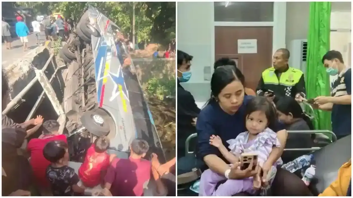 Bus Sugeng Rahayu Tercebur ke Sungai di Nganjuk, 27 Orang Terluka, Diduga Bersenggolan dengan Truk - Tribunnews.com