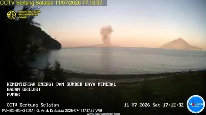 Gunung Anak Krakatau Erupsi Lagi, Sudah 18 Kali Meletus Sepanjang Juli 2026 - Tribunlampung.co.id