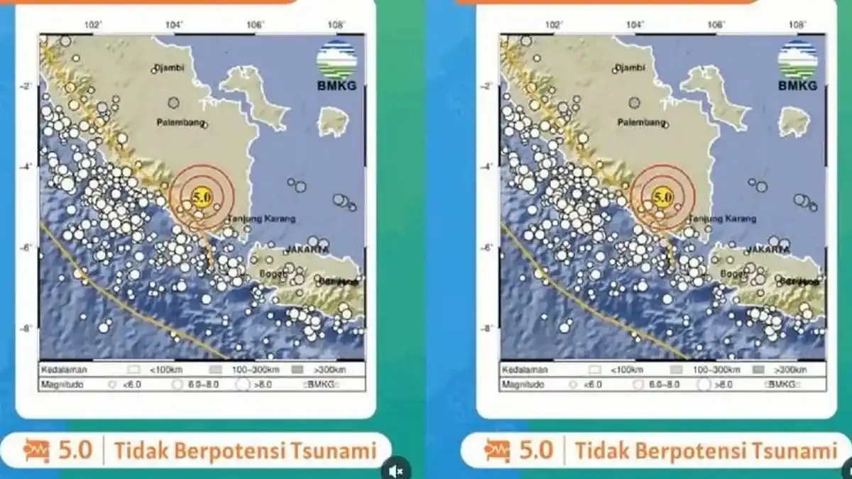 Gempa Magnitudo 4,9 Guncang Tanggamus, Terasa hingga Bandar Lampung - Tribunlampung.co.id