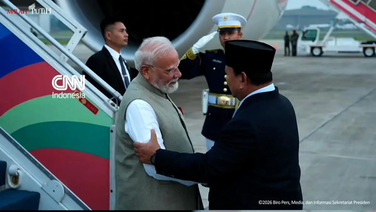 Momen PM India Tiba di Jakarta, Disambut Prabowo